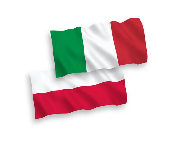 Banderas de Italia y Polonia sobre fondo blanco — Vector de stock