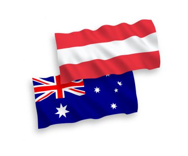Beyaz bir arka plan üzerinde Avusturya ve Avustralya bayrakları