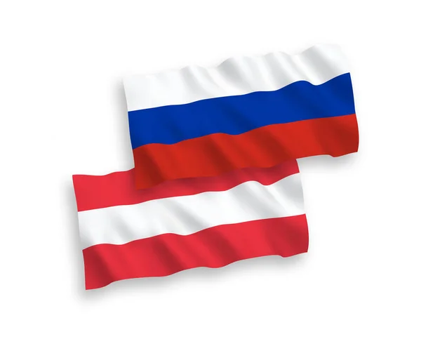 Flagi, Austria i Rosja, na białym tle — Wektor stockowy