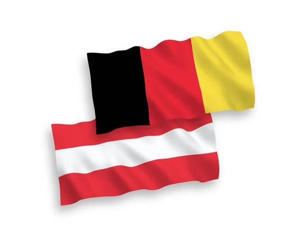 Banderas de Bélgica y Austria sobre fondo blanco — Vector de stock