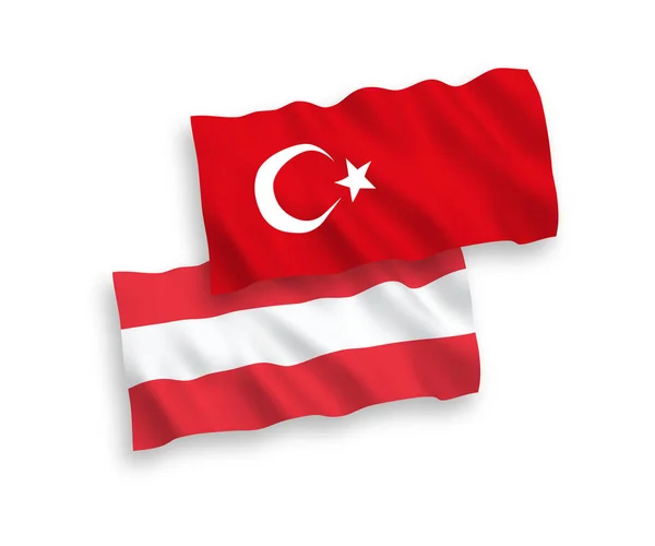 Lijst van vlaggen van Turkije en Oostenrijk op een witte achtergrond — Stockvector