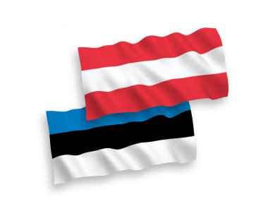 Beyaz bir arka plan üzerinde Avusturya ve Estonya bayrakları