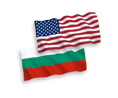 Beyaz bir arka plan üzerinde Bulgaristan ve Amerika bayrakları
