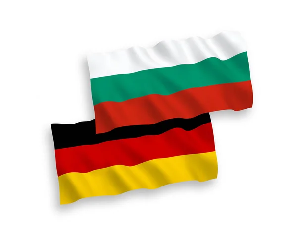 Bandeiras da Bulgária e da Alemanha sobre um fundo branco — Vetor de Stock