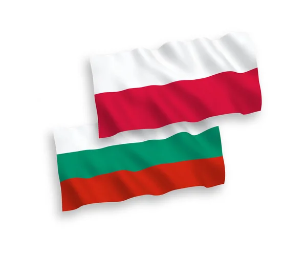 Lijst van vlaggen van Bulgarije en Polen op een witte achtergrond — Stockvector