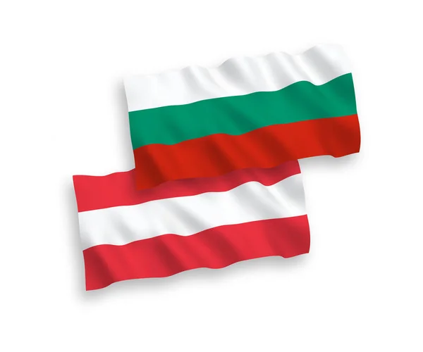 Lijst van vlaggen van Oostenrijk en Bulgarije op een witte achtergrond — Stockvector