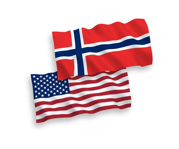 Flaggor av Norge och Amerika på en vit bakgrund — Stock vektor