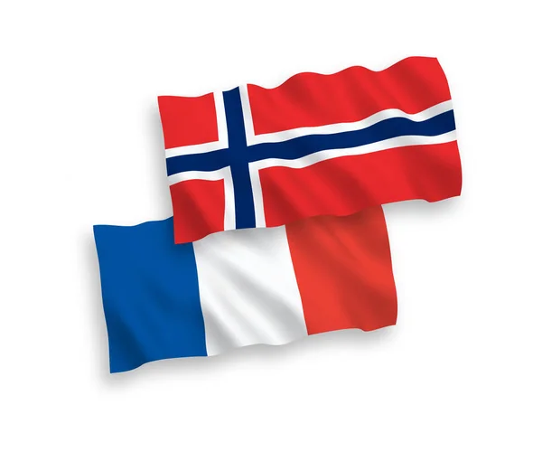 Beyaz zemin üzerine Fransa ve Norveç bayrakları — Stok Vektör