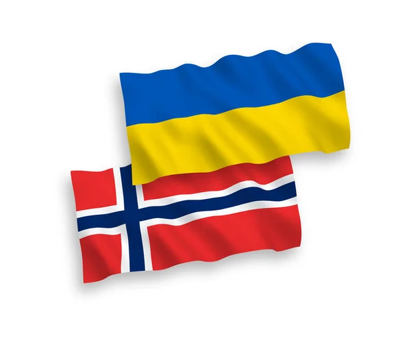 Флаги Норвегии и Украины на белом фоне — стоковый вектор