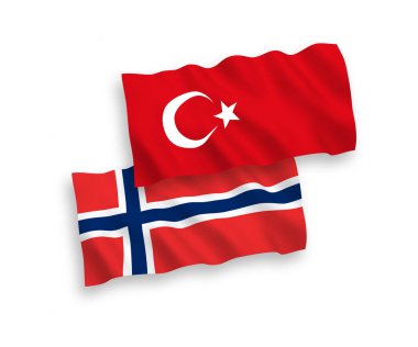 Beyaz bir arka planda, Türkiye ve Norveç bayrakları