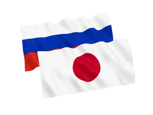 Flags of Russia and Japan on a white background — Stock Photo, Image