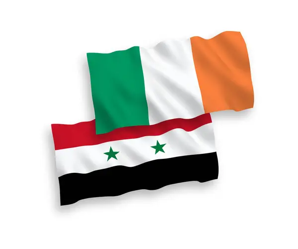 Bandiere dell'Irlanda e della Siria su sfondo bianco — Vettoriale Stock