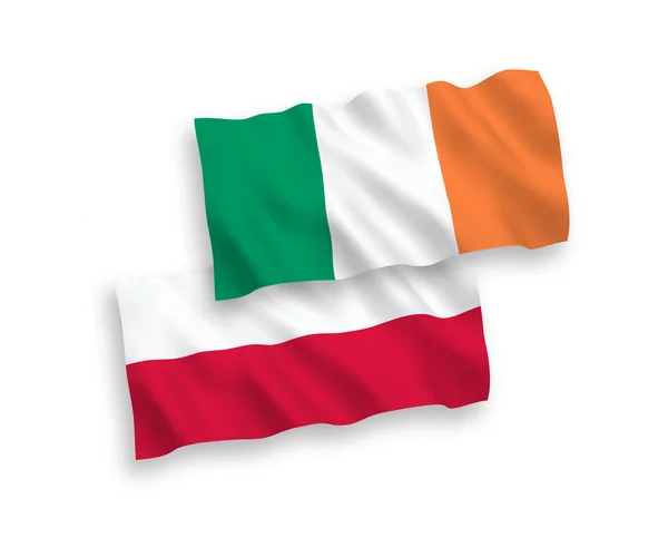 Flags of Ireland and Poland on a white background — Stock Vector