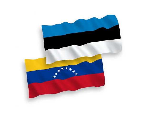 Flags of Venezuela and Estonia on a white background — Stock Vector