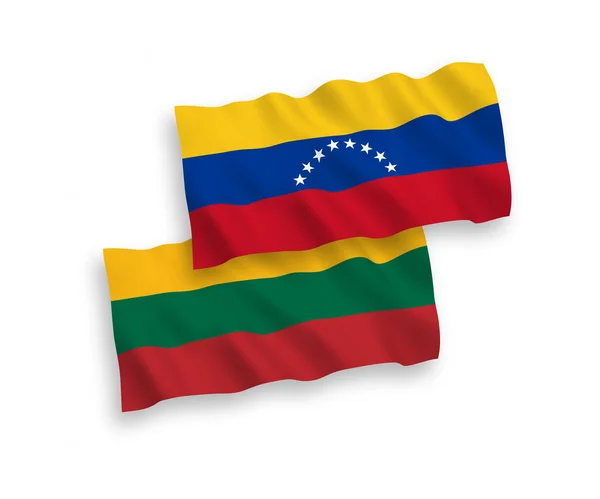 Banderas de Lituania y Venezuela sobre fondo blanco — Archivo Imágenes Vectoriales