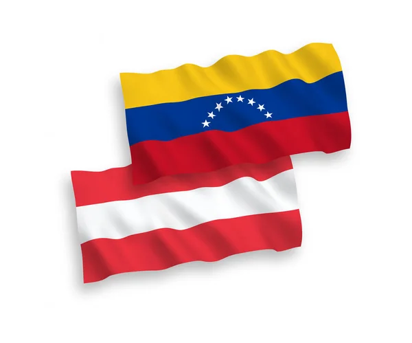 Drapeaux de l'Autriche et du Venezuela sur fond blanc — Image vectorielle