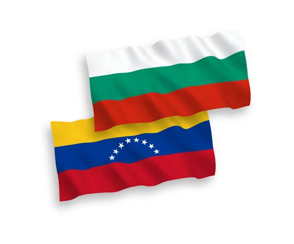 Drapeaux du Venezuela et de la Bulgarie sur fond blanc — Image vectorielle
