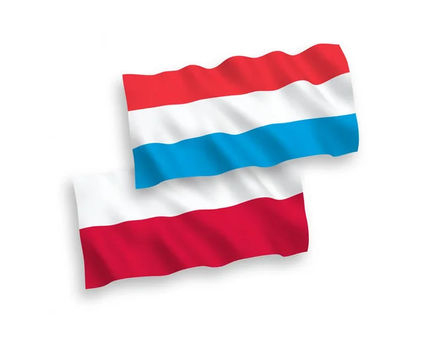 Banderas de Luxemburgo y Polonia sobre fondo blanco — Archivo Imágenes Vectoriales