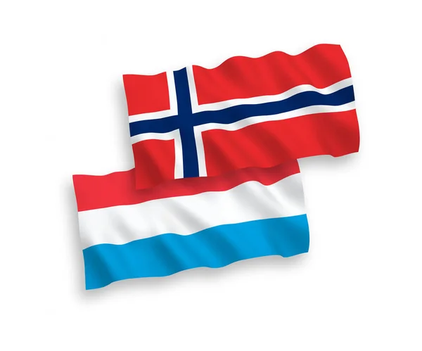 Флаги Норвегии и Люксембурга на белом фоне — стоковый вектор
