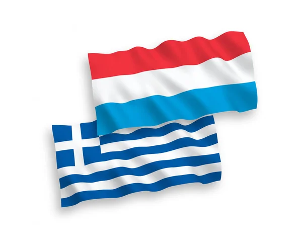 Bandeiras da Grécia e do Luxemburgo sobre fundo branco — Vetor de Stock