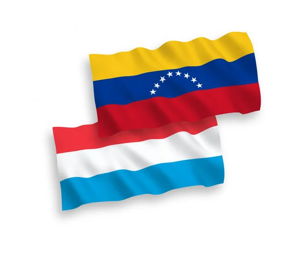 Drapeaux du Venezuela et du Luxembourg sur fond blanc — Image vectorielle