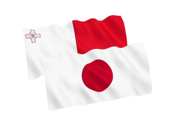 Banderas de Japón y Malta sobre fondo blanco —  Fotos de Stock