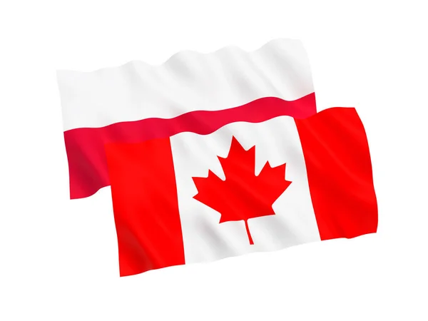 Flaggen von Polen und Kanada auf weißem Hintergrund — Stockfoto