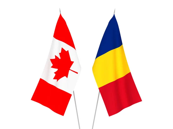 Rumunsko a Kanada vlajky — Stock fotografie