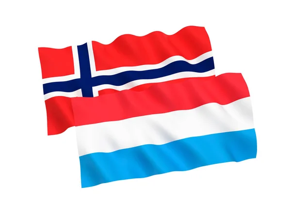 Флаги Норвегии и Люксембурга на белом фоне — стоковое фото