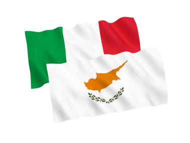 Beyaz arka planda İtalya ve Kıbrıs bayrakları