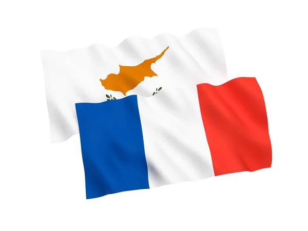 Vlajky Francie a Kypru na bílém pozadí — Stock fotografie