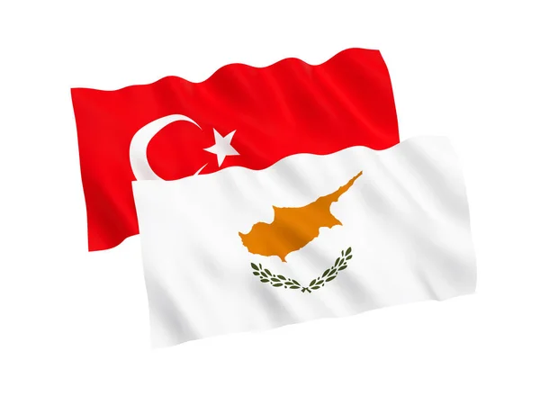 Vlajky z Turecka a Kypru na bílém pozadí — Stock fotografie