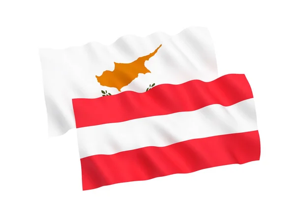 Флаги Австрии и Кипра на белом фоне — стоковое фото