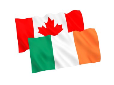 Beyaz arka planda Kanada ve İrlanda bayrakları