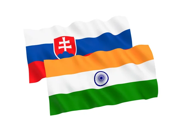 Flags of Slovakia and India on a white background — Stock Photo, Image