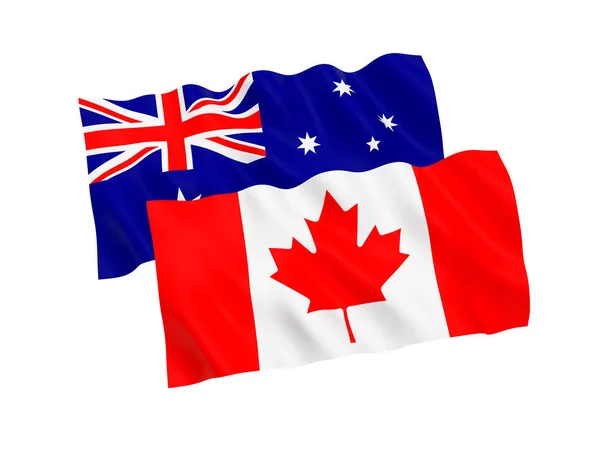 Vlaggen van Australië en Canada op een witte achtergrond — Stockfoto