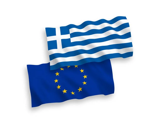 Флаги Европейского Союза и Греции на белом фоне — стоковый вектор