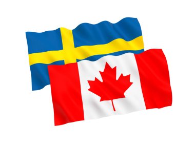 Beyaz arka planda Kanada ve İsveç bayrakları