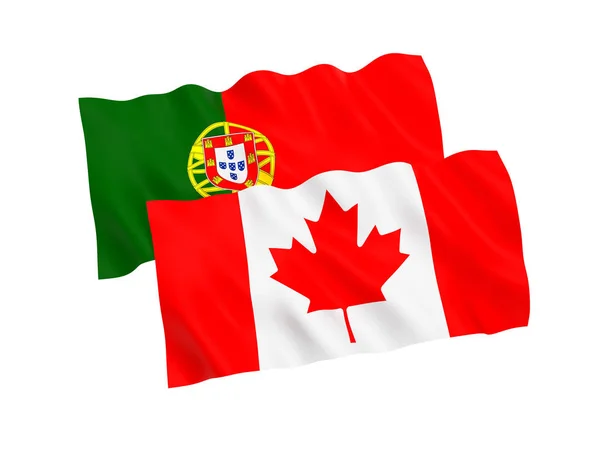 Kanadas och Portugals flaggor på vit bakgrund — Stockfoto
