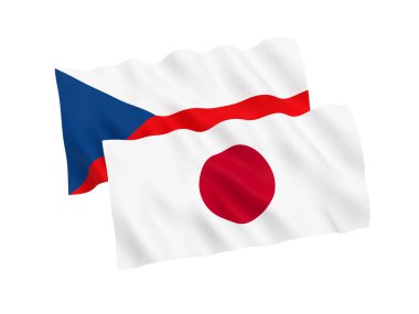 Beyaz arka planda Çek Cumhuriyeti ve Japonya bayrakları