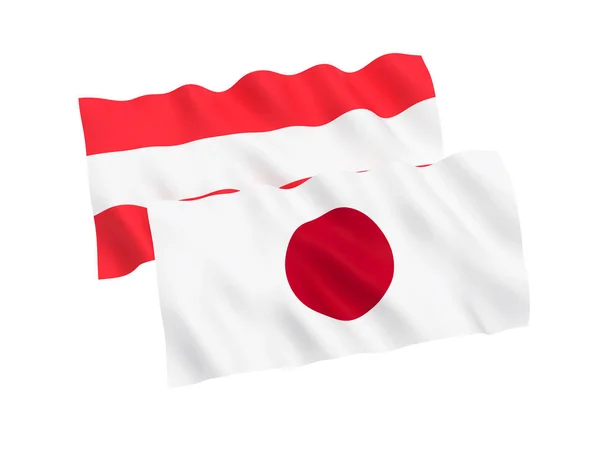 Flags of Austria and Japan on a white background — Stock Photo, Image