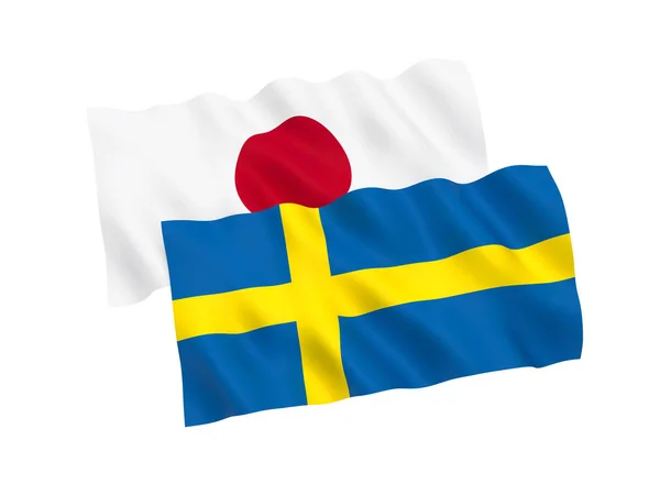 Flags of Japan and Sweden on a white background
