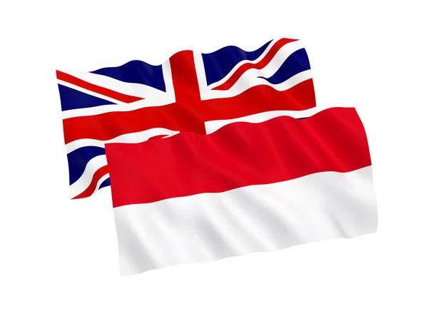 Прапори Індонезії та Великої Британії на білому фоні — стокове фото