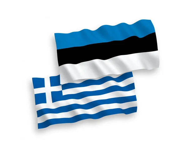 Banderas de Grecia y Estonia sobre fondo blanco — Vector de stock