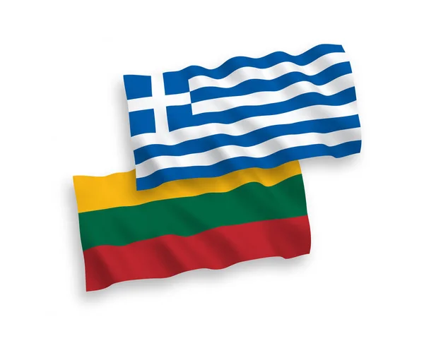 Beyaz arka planda Litvanya ve Yunanistan bayrakları — Stok Vektör