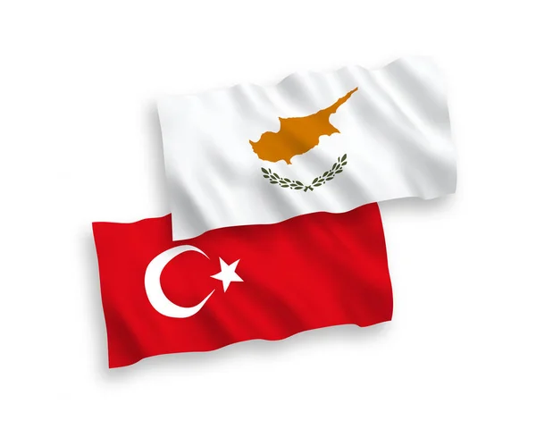 Beyaz bir arka planda, Türkiye ve Kıbrıs bayrakları — Stok Vektör