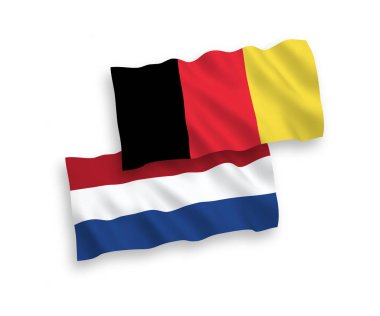 Belçika ve Hollanda bayrakları beyaz bir arka plan üzerinde
