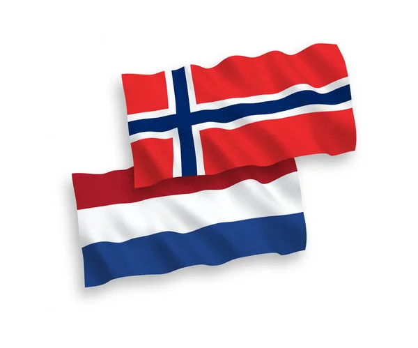 Флаги Норвегии и Нидерландов на белом фоне — стоковый вектор