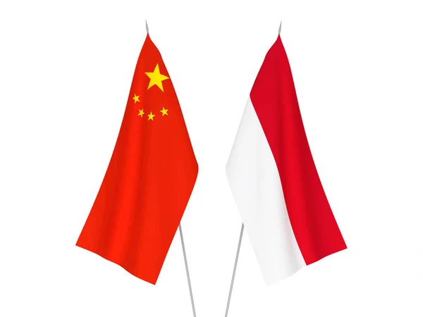 Drapeaux Chine et Indonésie — Photo