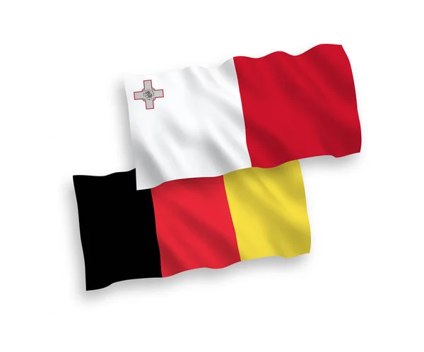 Banderas de Bélgica y Malta sobre fondo blanco — Vector de stock